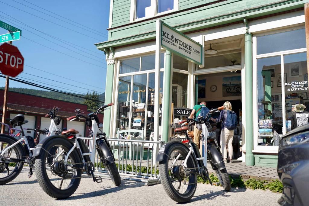 Local business and participant in Made in Skagway program Klondike Bikes which sells local products and rents out electric bikes to tour Skagway. (Photo by Shaelene Grace Moler)