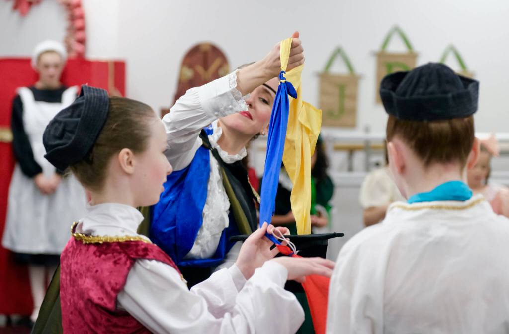 Hannah Sofhauser as Frau Drosselymeyer during Juneau Dance Theatres The Nutcracker dress rehearsal Sunday at the JDT studio. (Klas Stolpe / Juneau Empire)