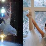 Oregon Ballet Theatre principal dancer Daniela DeLoe (left) performs a grand jete to open the snowflakes dance in the Land Of Snow during a performance of George Balanchines The Nutcracker. At right, Misha Culver stretches in her Snow costume during a 2009 dress rehearsal for The Nutcracker ballet at the Juneau Dance Unlimited studio. (Photos by Klas Stolpe)