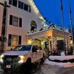 The 2024 Together Tree is delivered to the Governors Residence on Dec. 3 after being harvested near Hoonah. (U.S. Forest Service photo)