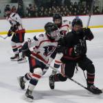 Juneau-Douglas High School: Yadaa.at Kalé senior Loren Platt, shown against North Pole earlier this season, had four assists in two wins at Kodiak this weekend. (Klas Stolpe / Juneau Empire file photo)