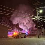 A fire burns at a home on Aspen Avenue in the Mendenhall Valley early Saturday morning. (Capital City Fire / Rescue photo)