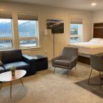 A small studio apartment in The Assembly Apartments overlooking downtown Juneau. (Laurie Craig / Juneau Empire)