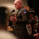 Maj. Gen. Joseph Hilbert, commander of the U.S. Army 11th Airborne Division based at Joint Base Elmendorf-Richardson in Anchorage, apologized in Wrangell last Saturday for the Armys 1869 bombardment of the Native village of Ḵaachx̱aana.áakʼw. (Sam Pausman / Wrangell Sentinel)