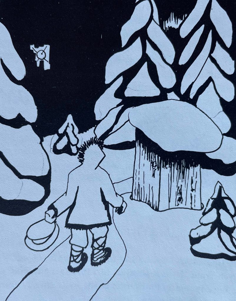 Charles Deehr, an emeritus professor at UAFs Geophysical Institute, created this image of Dexter Stegemeyer, perhaps the first man in North America to see the Sputnik 1 satellite in October 1957. From the book Alaska Science Nuggets by T. Neil Davis.