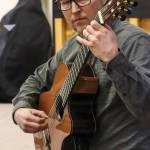 John Unzicker practices in the Juneau-Douglas High School: Yadaa.at Kalé music room on Jan. 23, 2025. (Jasz Garrett / Juneau Empire)