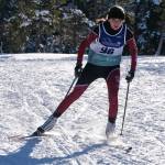 Juneau-Douglas High School: Yadaa.at Kalé Nordic Ski freshman Sunna Schane (98) races during the Shaky Shakeout Invitational six-kilometer freestyle mass start Saturday at Eaglecrest Ski Area. (Klas Stolpe / Juneau Empire)