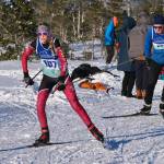 Juneau-Douglas High School: Yadaa.at Kalé Nordic Ski Team freshman Sigrid Eller (107) leads community skier Tim Blust (96) during the Shaky Shakeout Invitational six-kilometer freestyle mass start Saturday at Eaglecrest Ski Area. (Klas Stolpe / Juneau Empire)