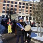 Jamiann Seiltin Hasselquist leads protesters on a march toward the heart of downtown Juneau following a rally at the Alaska State Capitol on Wednesday focused on President Donald Trumps actions since the beginning of his second term. (Mark Sabbatini / Juneau Empire)