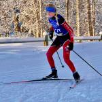 Juneau-Douglas High School: Yadaa.at Kalé senior Nordic Ski Team member Ida Meyer competes at the Region VI Championships Friday in Fairbanks. Meyer placed seventh overall in the girls 7.5km Mass Start. The JDHS girls team placed second in the two-day regions, the boys third. JDHS senior Finn Lamb led the Crimson Bears boys with a sixth place finish in the 7.5km. (Photo courtesy JDHS Nordic Ski)