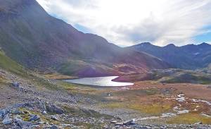 Viewed from a certain angle, a lake on Heintzleman ridge appears to be in a Valentines Day mood. (Klas Stolpe)