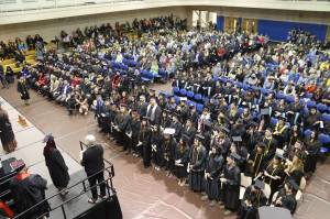 The University of Alaska Southeast class of 2024 receives their degrees during a commencement ceremony Sunday, May 5, 2024, at the UAS Recreation Center. (Mark Sabbatini / Juneau Empire)