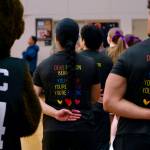 Juneau-Douglas High School: Yadaa.at Kalé cheer team members wore shirts supporting mental health awareness during Fridays games against Monroe. (Klas Stolpe / Juneau Empire)