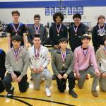 The 1A Boys All-Conference team are back row left-to-right Royce Borst (SKG), Davin Hamby (TB), Keontay Jackson (Kake), Aiden Clark (Kake), Connor Bagby (KLWK) and Tanner Smith (KLWK). Front l-r are Landon Rodig (SKG), Tanner Howland (HNH), Tyrone Carlson (HYD), Ricky Alander (HYD), Talen Davis (Kake), and Beebuks Kookesh (ANG). (Klas Stolpe / Juneau Empire)