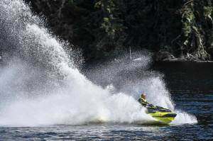 Terry Allen rides his jet ski at Auke Lake on Monday, Aug. 19, 2019. (Michael Penn / Juneau Empire file photo)