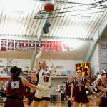 Juneau-Douglas High School: Yadaa.at Kalés Addison Wilson makes a layup during JDHS 64-36 victory over Ketchikan on the first day of the Region V 4A Basketball Tournament at the Clarke Cochrane Gymnasium on Thursday. (Christopher Mullen/ Ketchikan Daily News)
