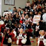 Juneau-Douglas High School: Yadaa.at Kalé fans cheer during JDHS 64-36 victory over Ketchikan on the first day of the Region V 4A Basketball Tournament at the Clarke Cochrane Gymnasium on Thursday. (Christopher Mullen / Ketchikan Daily News)