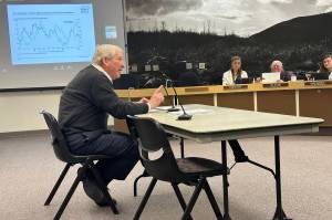 David Witthohn, senior portfolio specialist for Insight Investment, offers an overview of the City and Borough of Juneaus investment portfolio during a Assembly Finance Committee meeting Wednesday, March 5, 2025, at City Hall. (Mark Sabbatini / Juneau Empire)