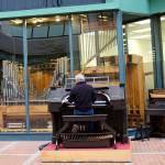 A 1928 Kimball Theatre Pipe Organ in the atrium of the State Office Building is played by Christopher Nordwall on Tuesday, May 30, 2023. (Mark Sabbatini / Juneau Empire file photo)