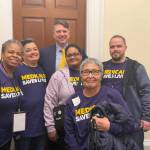 Five caregivers from Eek, Fairbanks, Kenai and the Mat-Su Valley met with Rep. Nick Begich III (R-Alaska) to advocate for Medicaid support in February of 2025. (Courtesy of Alaska Caregivers Union)