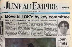 The front page of the Juneau Empire on March 9, 1995. (Mark Sabbatini / Juneau Empire)