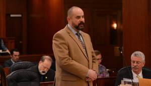 Rep. Jeremy Bynum, R-Ketchikan, speaks Feb. 21, 2025, on the floor of the Alaska House of Representatives. (James Brooks/Alaska Beacon)