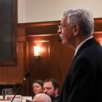 Rep. Dan Saddler (R-Eagle River) asks a question to U.S. Sen. Lisa Murkowski (R-Alaska) during her annual speech to the Alaska Legislature on March 18, 2025. (Jasz Garrett / Juneau Empire)