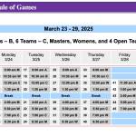 The schedule for the 2025 Juneau Lions Club Gold Medal Basketball Tournament.