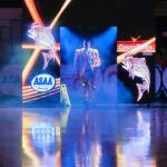 Ketchikan coach Eric Stockhausen is announced prior to the start of the Kings’ 4A championship game against East Anchorage on Saturday at the 2025 ASAA March Madness Alaska 4A Basketball State Championships in Anchorage's Alaska Airlines Center. (Klas Stolpe / Juneau Empire)