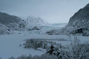 Rescue officials are warning that the ice on Mendenhall Lake is unsafe after two people fell through near the face of the Mendenhall Glacier on Monday. (Capital City Fire/Rescue photo)