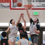 Southeast Boys Simon Friday and Ryan Lee chase a shot by Filcoms Storm Aguirre (23) during Filcoms 77-74 A Bracket win Tuesday at the 76th Annual Juneau Lions Club Gold Medal Basketball Tournament in Juneau-Douglas High School: Yadaa.at Kalés George Houston Gymnasium. (Klas Stolpe / Juneau Empire)