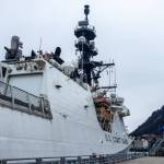 The U.S. Coast Guard Cutter Munro docked at the Juneau Cruise Port on Tuesday, March 25, 2025. (Jasz Garrett / Juneau Empire)