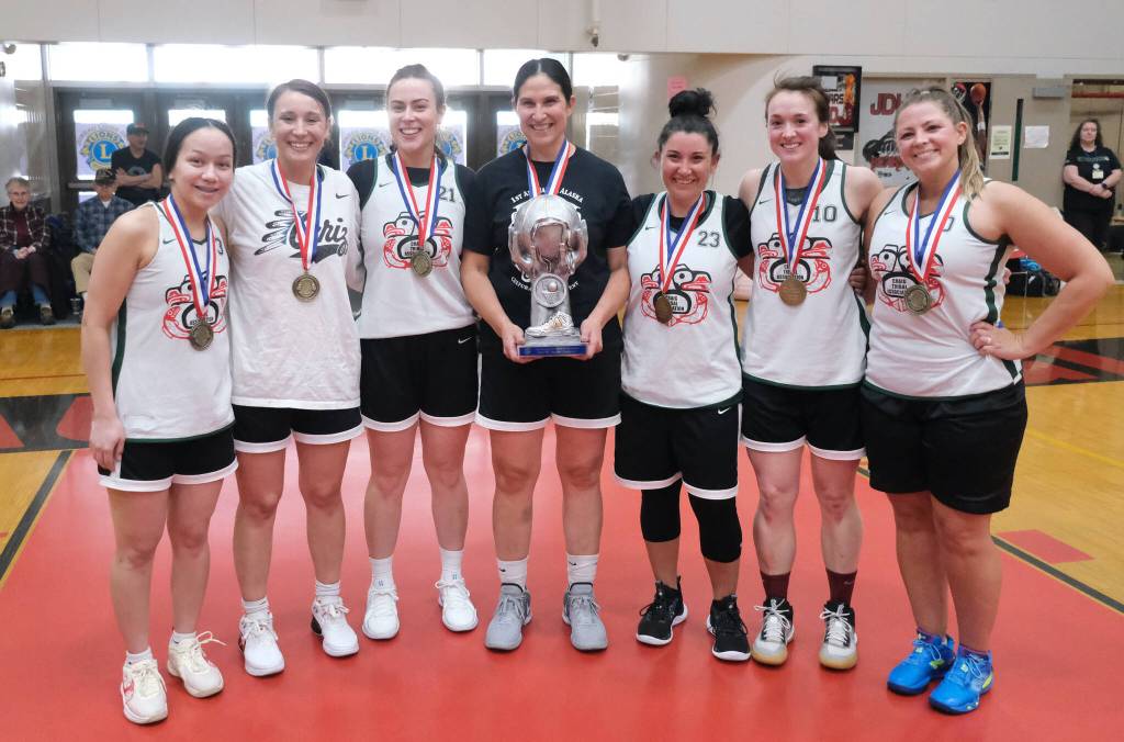 Womens Bracket champions Craig pose for a photo Saturday after winning the 76th Annual Gold Medal Basketball Tournament. (Klas Stolpe / Juneau Empire)