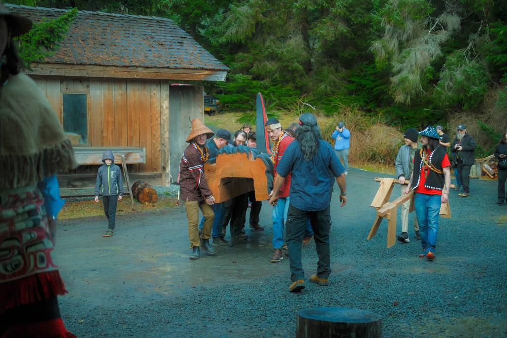 Kasaans second culture camp took place in March 2025 at the cultural campus and included a totem pole raising. (Photo by Ivalu-Erin Gingrich)
