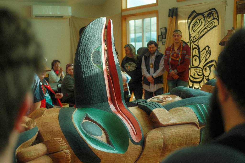 Kasaans second culture camp took place in March 2025 at the cultural campus and included a totem pole raising. (Photo by Ivalu-Erin Gingrich)