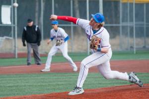 Sitkas Mason McLeod throws against Soldotna High School Thursday at Moller Field. (James Poulson / Daily Sitka Sentinel)