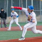 Sitkas Mason McLeod throws against Soldotna High School Thursday at Moller Field. (James Poulson / Daily Sitka Sentinel)