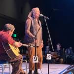 Deb Spencer and Keith Heller perform a mini set during the opening night of the 50th Alaska Folk Festival on Monday at Centennial Hall. (Mark Sabbatini / Juneau Empire)