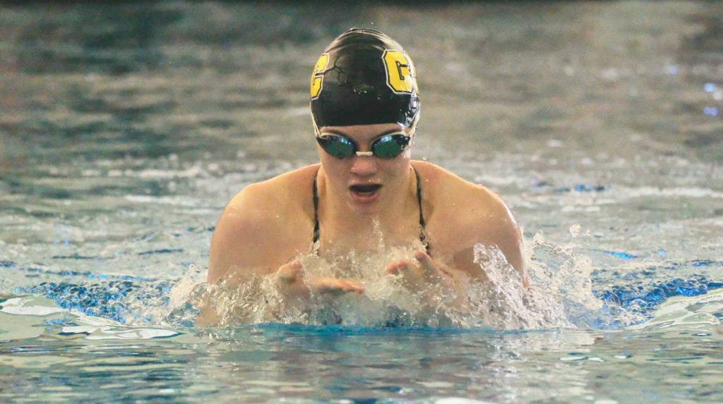 Glacier Swim Clubs Kennedy Miller (age 15) swims the 13 and over 200-yard freestyle during the 2025 Savannah Cayce Southeast Age Group Championships on Sunday at the Dimond Park Aquatic Center. Miller placed second in the event and won the 100 breaststroke on Saturday. (Klas Stolpe / Juneau Empire)