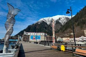 The downtown Juneau cruise ship dock on a clear March day. (Mark Sabbatini / Juneau Empire file photo)