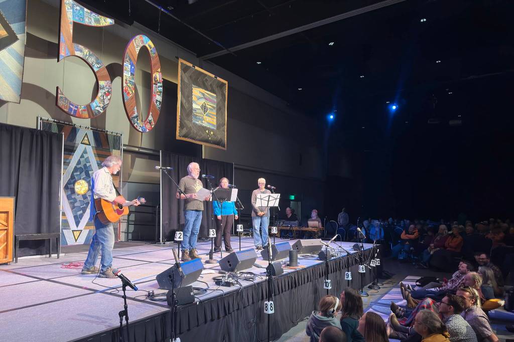 The Empty Oil Band performs Sunday during the 50th Alaska Folk Festival at Centennial Hall. (Mark Sabbatini / Juneau Empire)