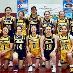 Southeast girls in the 1A/2A game included - back row - second from left Haines Ashlyn Ganey (blue 1), fifth from left Haines Emma Dohrn (gold), sixth from left Metlakatlas Lexi Cook (blue) and far right Hoonahs Krista Howland (blue 0). Front row - second from left Haines Ariel Godinez Long (gold 1), and fifth from left Klawocks Lea Amour (blue 10). (Photo courtesy Krista Howland)