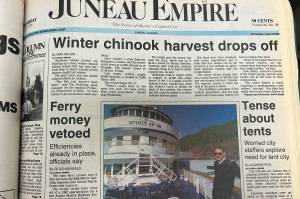 The front page of the Juneau Empire on April 13, 1995. (Jasz Garrett / Juneau Empire)