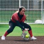 Juneau-Douglas High School: Yadaa.at Kalé senior Bryanna Eakes fields a ball in center field during the Crimson Bears 12-6 win over the West Valley Wolfpack on Saturday at Adair Kennedy Park. (Klas Stolpe / Juneau Empire).