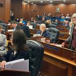 Rep. Andi Story (D-Juneau), co-chair of the House Education Committee, speaks in favor of overriding Gov. Mike Dunleavys veto of an education funding bill during a joint session of the Alaska Legislature on Tuesday. (Mark Sabbatini / Juneau Empire)