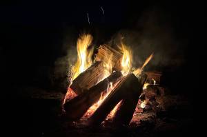 Its tough to beat a campfire after a day of steelhead fishing. (Photo by Jeff Lund)