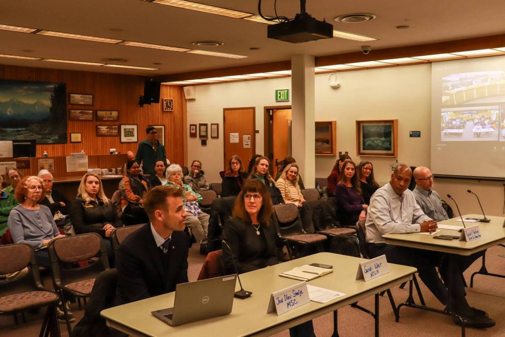 Cruise line representatives answer questions from the Assembly on Thursday, April 24, 2025. (Jasz Garrett / Juneau Empire)