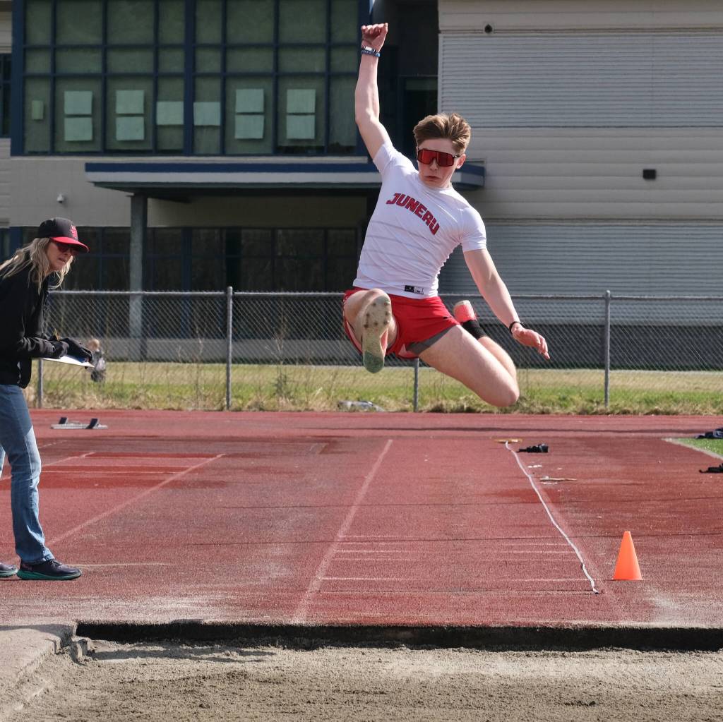 Juneau-Douglas High School: Yadaa.at Kalé senior Johnathyn Kestel won the boys long jump with a 201.5 effort during Saturdays Capital City Invitational Track and Field meet at Juneaus Thunder Mountain Middle School field. (Klas Stolpe / Juneau Empire)