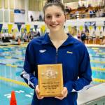 Glacier Swim Club captain Emma Fellman, a Juneau-Douglas High School: Yadaa.at Kalé senior, was awarded the Female Athlete of the Year by Alaska Swimming at last weekends 2025 Alaska State Swimming Championships in Anchorage. (Photo courtesy GSC)