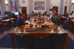 The Alaska Senate Finance Committee meets on Friday, May 2, 2025. (James Brooks/Alaska Beacon)
